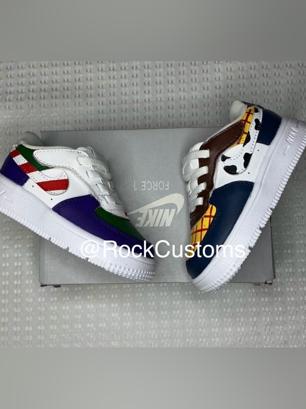 Custom made Toy Story themed Air Force ones for toddlers